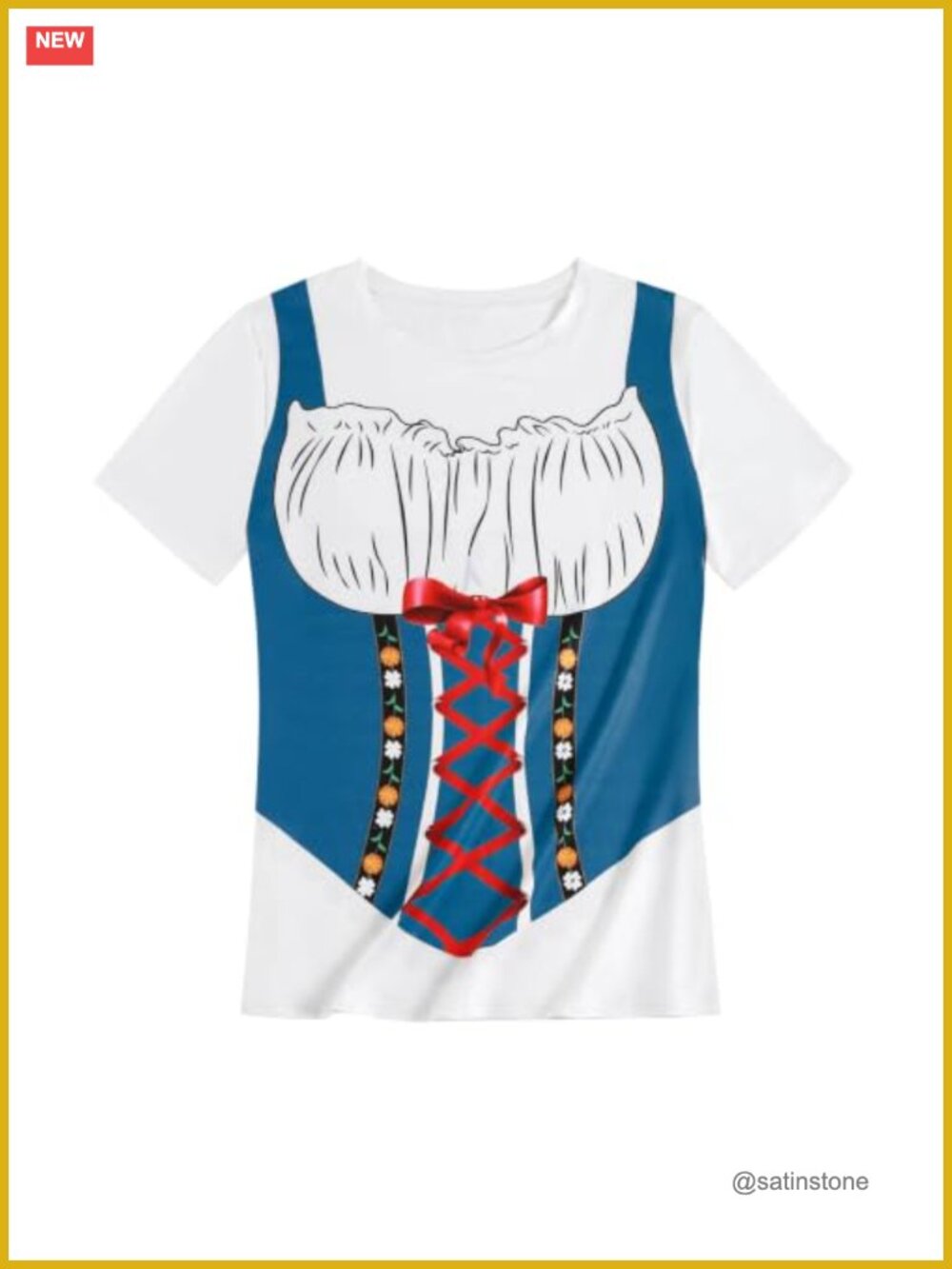 3D Dirndl Print T-Shirt Women's Oktoberfest Bavarian Halloween Tee Polyester